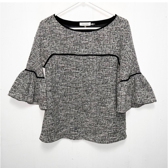 Calvin Klein Tweed Bell Sleeve Boat Neck Blouse Size 1X - Picture 2 of 6